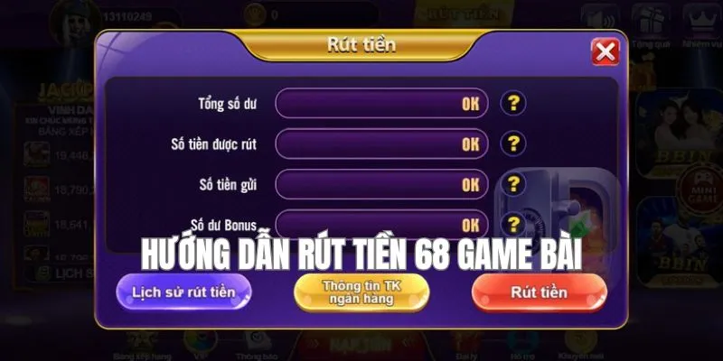 Qua vài thao tác đơn giản, bạn đã có thể thực hiện rút tiền 68 game bài